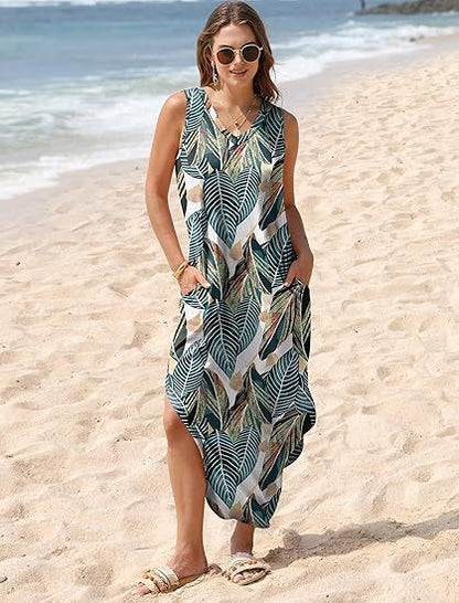 💖🌸 52 % de réduction 💖 Robes d'été, robes longues, robes de plage pour les vacances avec poches🍂