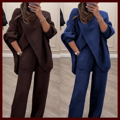 🔥 59 % DE RÉDUCTION ! NOUVEAU ! Ensemble 2 pièces femme – Pull asymétrique + pantalon large, coupe ample et tissu doux, ultra confortable 👚✨ ✅ Livraison gratuite