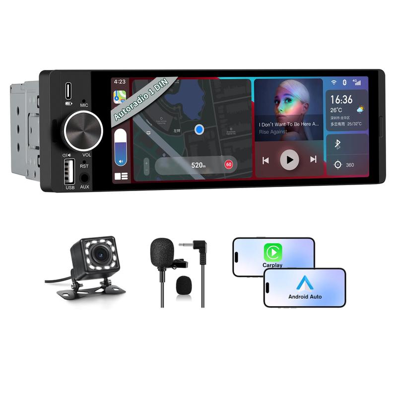 ✨ 50 % de réduction + livraison gratuite 🔥  Écran IPS 5.1 pouces (format 1DIN) – Autoradio Carplay intégré, écran tactile capacitif, commande vocale intelligente, 3 ports USB, lecteur MP5