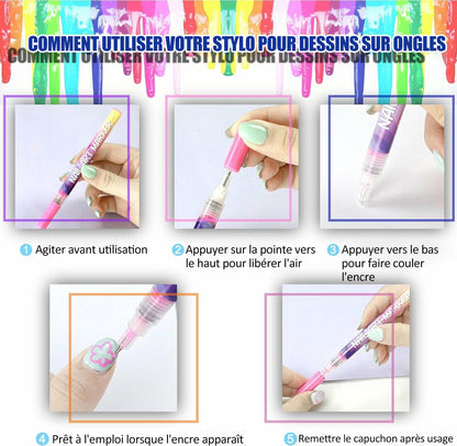 🎄Prévente de Noël - 43 % de réduction🌈Set de 12 stylos pour art des ongles