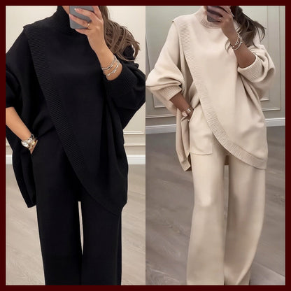 🔥 59 % DE RÉDUCTION ! NOUVEAU ! Ensemble 2 pièces femme – Pull asymétrique + pantalon large, coupe ample et tissu doux, ultra confortable 👚✨ ✅ Livraison gratuite