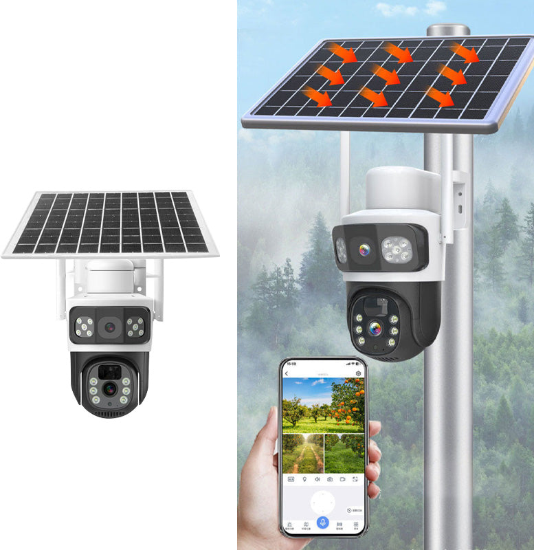 📹55 % de réduction + livraison gratuite☀️ Caméra de Sécurité Solaire Sans Fil Extérieure à Double Objectif – Vision 360°, Détection de Mouvement & Parfaite Pour Une Surveillance Continue 🔭