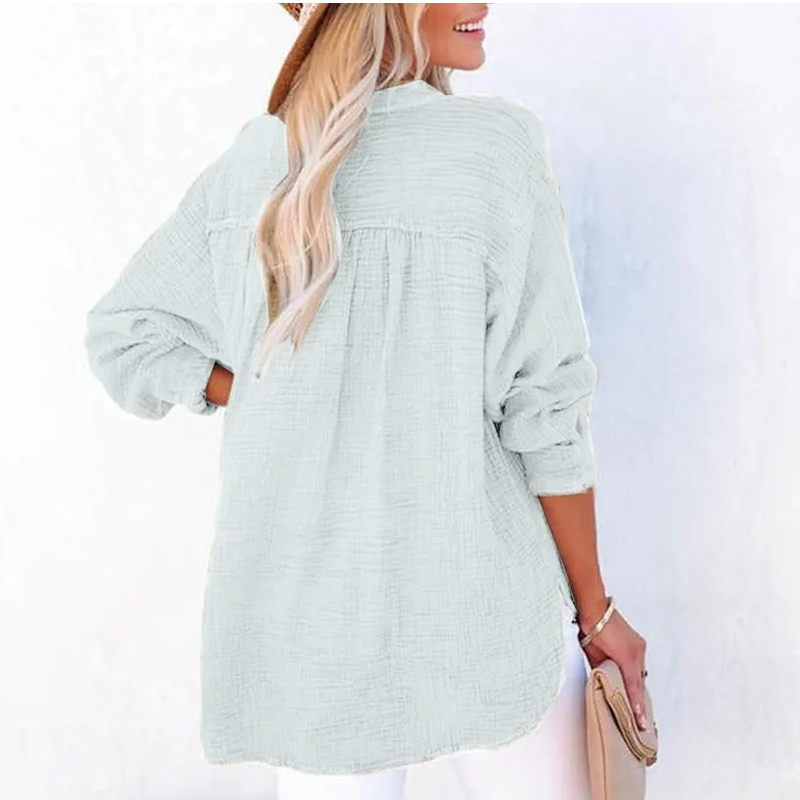👚Chemisier Femme Oversize ✅ Gaze Légère & Col V Boutonné | Fluide et Décontracté 🍃