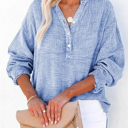 👚Chemisier Femme Oversize ✅ Gaze Légère & Col V Boutonné | Fluide et Décontracté 🍃