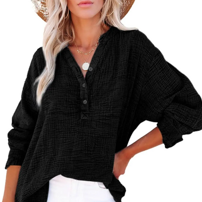 👚Chemisier Femme Oversize ✅ Gaze Légère & Col V Boutonné | Fluide et Décontracté 🍃