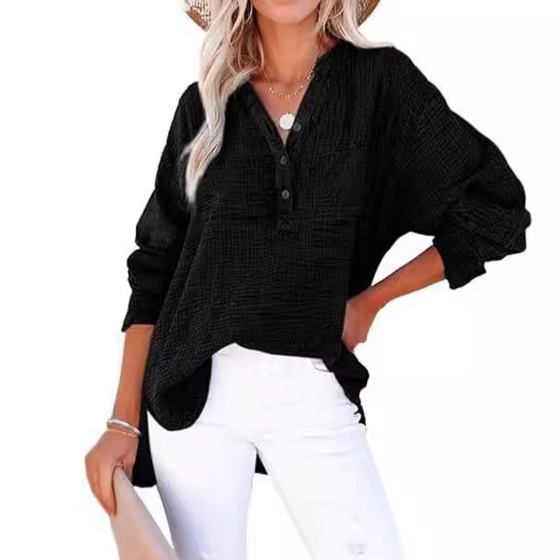 👚Chemisier Femme Oversize ✅ Gaze Légère & Col V Boutonné | Fluide et Décontracté 🍃