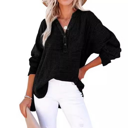 👚Chemisier Femme Oversize ✅ Gaze Légère & Col V Boutonné | Fluide et Décontracté 🍃