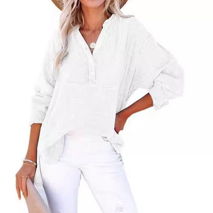 👚Chemisier Femme Oversize ✅ Gaze Légère & Col V Boutonné | Fluide et Décontracté 🍃