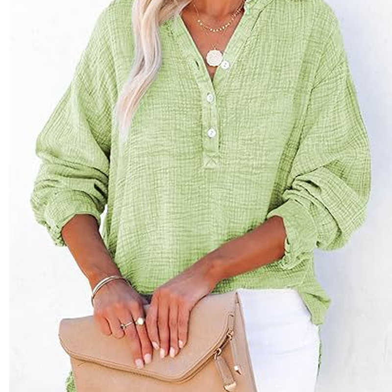 👚Chemisier Femme Oversize ✅ Gaze Légère & Col V Boutonné | Fluide et Décontracté 🍃