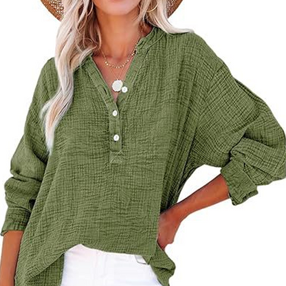 👚Chemisier Femme Oversize ✅ Gaze Légère & Col V Boutonné | Fluide et Décontracté 🍃