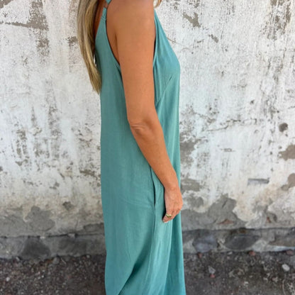 👗 Combinaison décontractée coton & lin pour femme 🌿Coupe ample, poches & bretelles réglables – Légère, respirante & parfaite pour les journées chaudes, les voyages ou le quotidien ☀️
