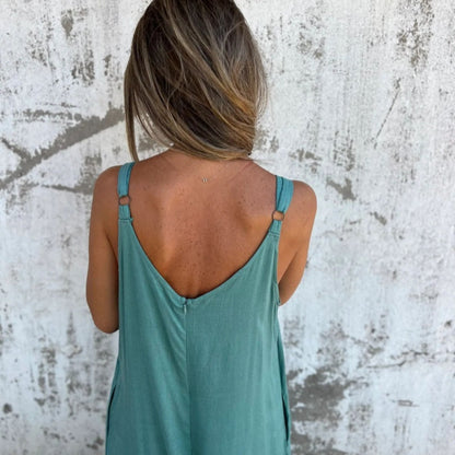 👗 Combinaison décontractée coton & lin pour femme 🌿Coupe ample, poches & bretelles réglables – Légère, respirante & parfaite pour les journées chaudes, les voyages ou le quotidien ☀️