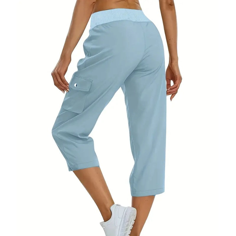 ✨  Vente chaude 49% de rabais 💖Pantalon cargo 3/4 taille haute uni pour femme avec cordon de serrage