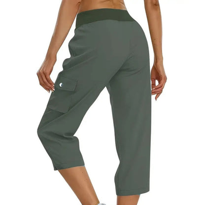 ✨  Vente chaude 49% de rabais 💖Pantalon cargo 3/4 taille haute uni pour femme avec cordon de serrage