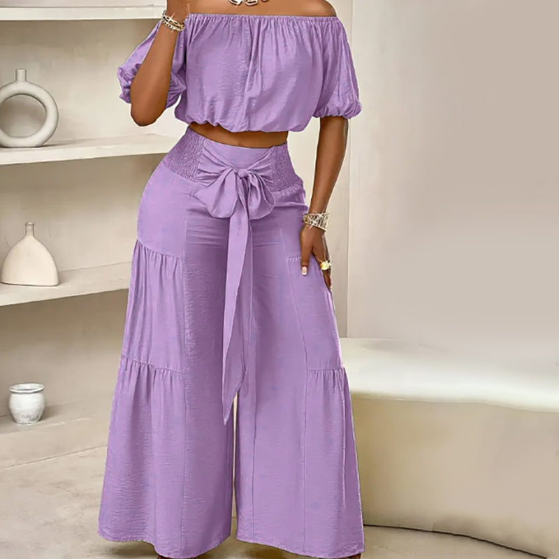 💎 58% SUR L'ENSEMBLE ÉPAULES NUES & PANTALON LARGE ! 💎 Taille Haute, Manches Bouffantes & Style Élégant ✨