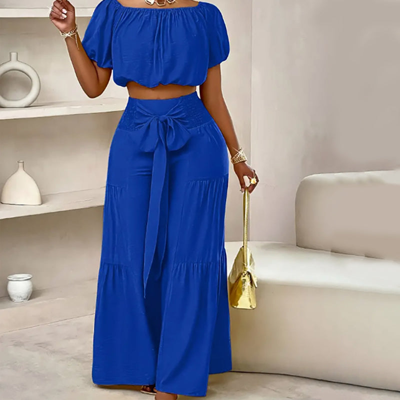 💎 58% SUR L'ENSEMBLE ÉPAULES NUES & PANTALON LARGE ! 💎 Taille Haute, Manches Bouffantes & Style Élégant ✨