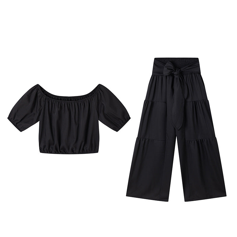 💎 58% SUR L'ENSEMBLE ÉPAULES NUES & PANTALON LARGE ! 💎 Taille Haute, Manches Bouffantes & Style Élégant ✨