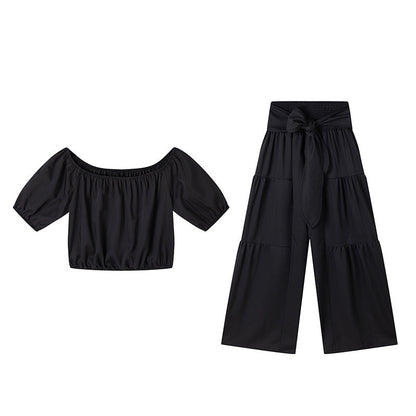 💎 58% SUR L'ENSEMBLE ÉPAULES NUES & PANTALON LARGE ! 💎 Taille Haute, Manches Bouffantes & Style Élégant ✨