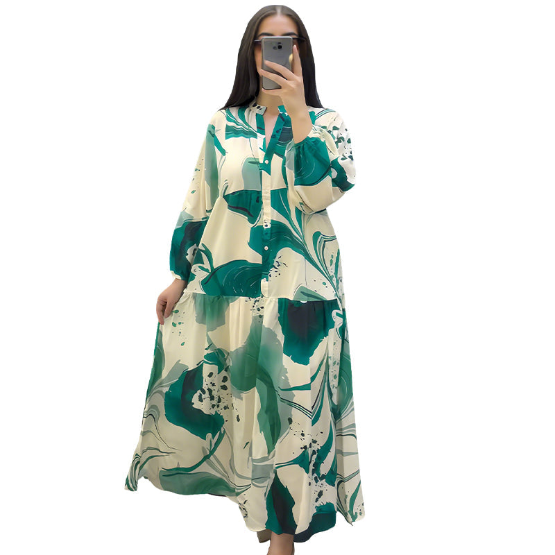 ✨Robe Longue Col V Femme ✅ Imprimé Floral Abstrait & Tissu Fluide | Élégante pour l’Été 🌸 -50% AUJOURD’HUI 🔥
