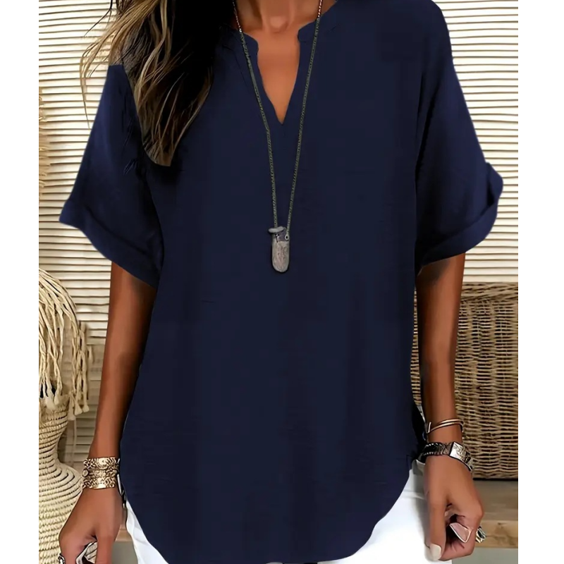 👕 50% DE RÉDUCTION! 🌸 Top Ample Uni à Manches Courtes – Tissu Léger, Coupe Décontractée & Polyvalent ✨