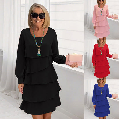 👗 61 % de réduction 🍂 Robe à manches longues à volants superposés pour femme