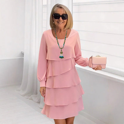 👗 61 % de réduction 🍂 Robe à manches longues à volants superposés pour femme