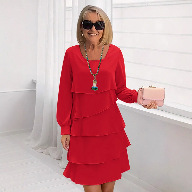👗 61 % de réduction 🍂 Robe à manches longues à volants superposés pour femme