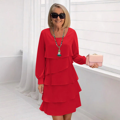 👗 61 % de réduction 🍂 Robe à manches longues à volants superposés pour femme