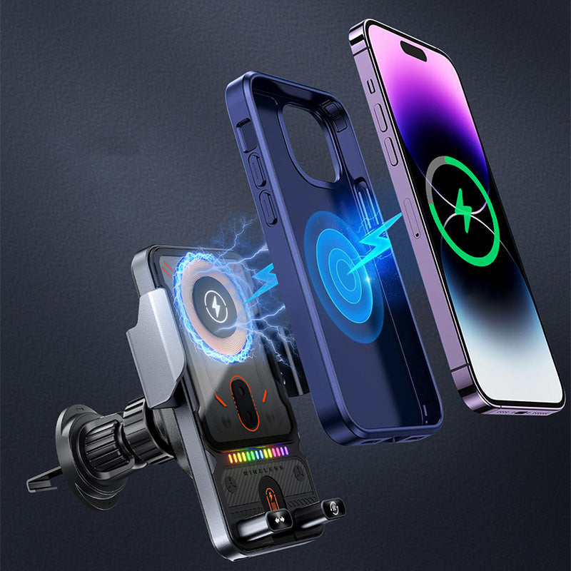 🚗60 % DE RÉDUCTION MAINTENANT ! 📱 Support de téléphone de voiture 2 en 1 et chargeur sans fil – Rotation à 360°, fixation robuste et charge rapide 🔋