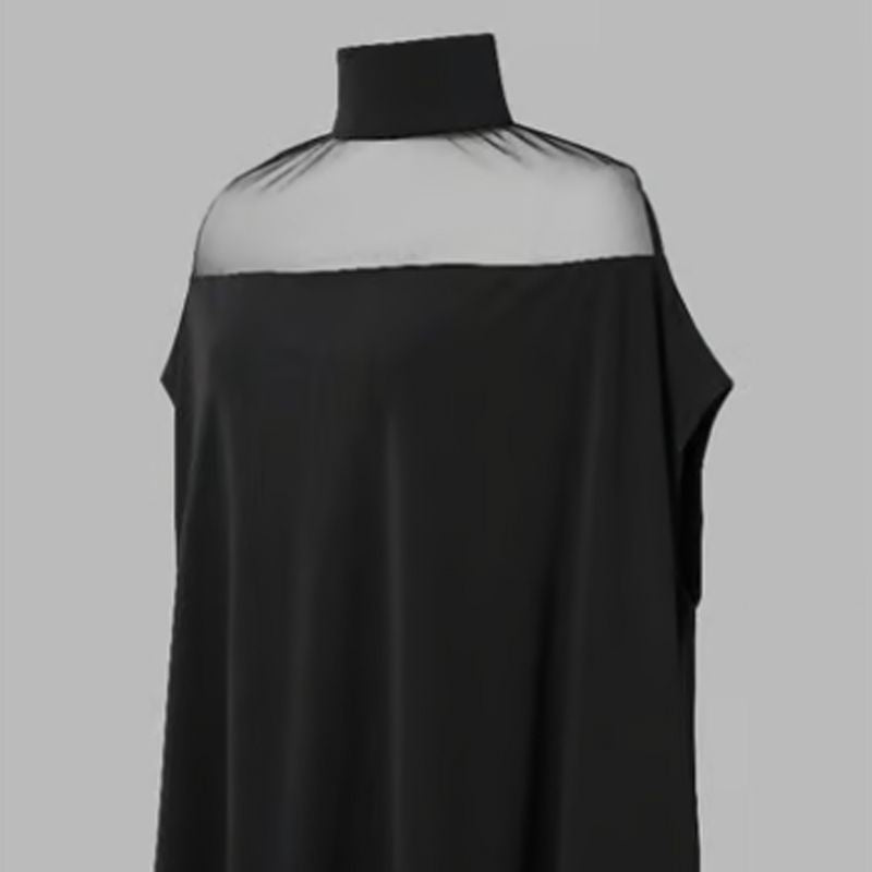 💥🦇 PROMO LIMITÉE -50% ! Chemisier Chauve-Souris à Col Haut pour Femme — Détail Transparent, Coupe Ample ✨