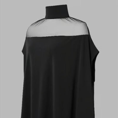💥🦇 PROMO LIMITÉE -50% ! Chemisier Chauve-Souris à Col Haut pour Femme — Détail Transparent, Coupe Ample ✨