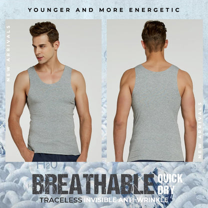 💪🌬️ 50 % de réduction + 2 articles, c'est moins cher 🧊 Gilet sans coutures extensible pour homme, préservant l'intimité