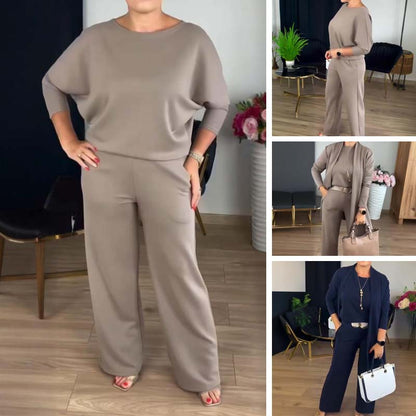 🎁 -50% AUJOURD'HUI + LIVRAISON GRATUITE 👇Ensemble 3 pièces élégant comprenant un cardigan long, un haut et un pantalon🔥