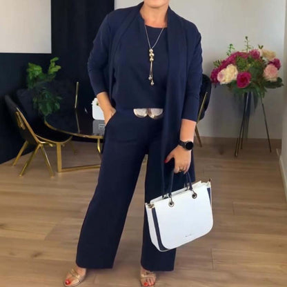 🎁 -50% AUJOURD'HUI + LIVRAISON GRATUITE 👇Ensemble 3 pièces élégant comprenant un cardigan long, un haut et un pantalon🔥