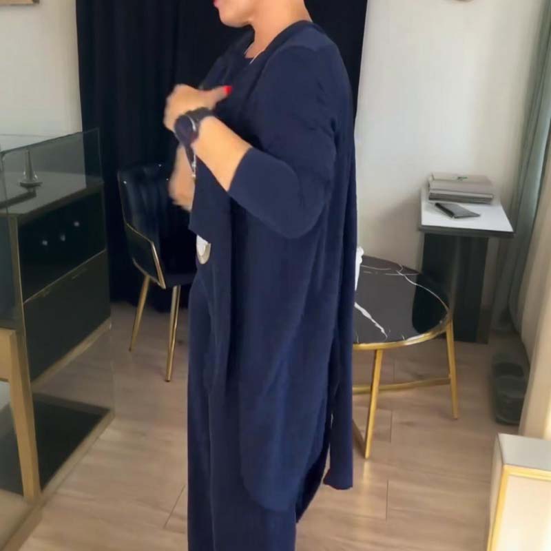 🎁 -50% AUJOURD'HUI + LIVRAISON GRATUITE 👇Ensemble 3 pièces élégant comprenant un cardigan long, un haut et un pantalon🔥