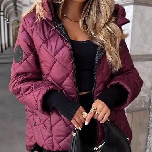 🎅🎁Offre de Noël – 50 % de réduction⏳Doudoune pour femme avec motif matelassé en losanges
