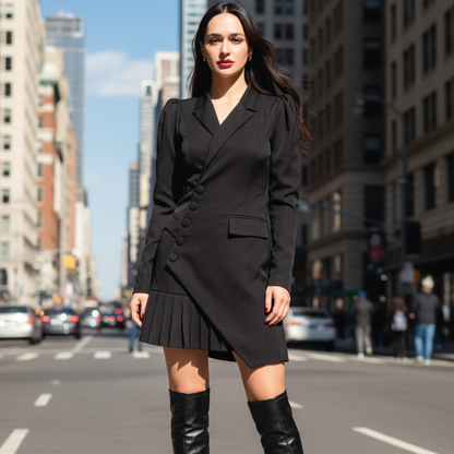 🌟 Robe Blazer à Plis -55% ! 💃 La pièce signature qui allie puissance du tailleur et sensualité de la robe ! ✨