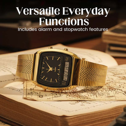 ⌚ 60% DE RÉDUCTION ! ✨ Montre Rétro Carrée Multifonction – Double Affichage, Design Intemporel & Confortable au Quotidien 🔋