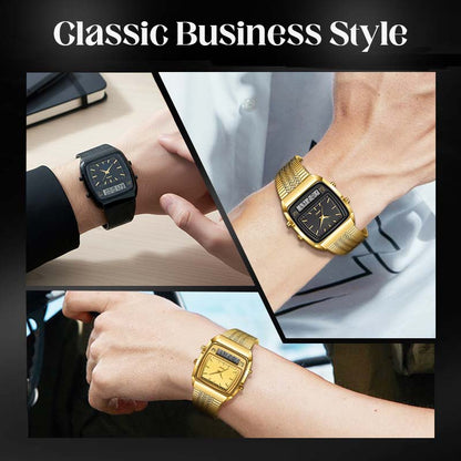 ⌚ 60% DE RÉDUCTION ! ✨ Montre Rétro Carrée Multifonction – Double Affichage, Design Intemporel & Confortable au Quotidien 🔋