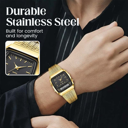 ⌚ 60% DE RÉDUCTION ! ✨ Montre Rétro Carrée Multifonction – Double Affichage, Design Intemporel & Confortable au Quotidien 🔋