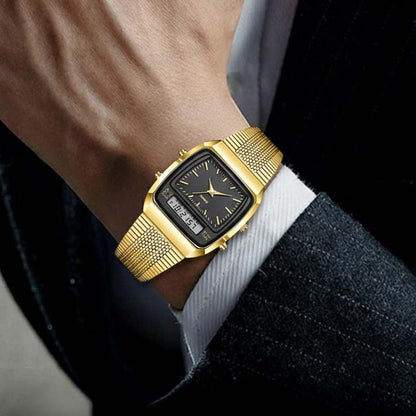 ⌚ 60% DE RÉDUCTION ! ✨ Montre Rétro Carrée Multifonction – Double Affichage, Design Intemporel & Confortable au Quotidien 🔋