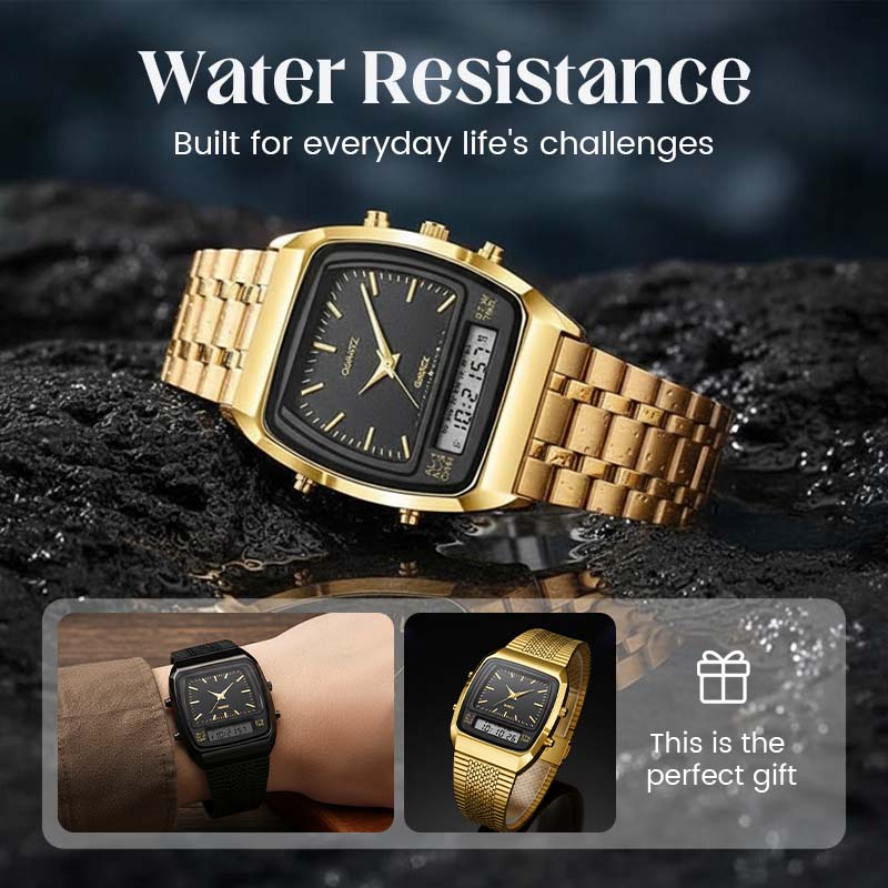 ⌚ 60% DE RÉDUCTION ! ✨ Montre Rétro Carrée Multifonction – Double Affichage, Design Intemporel & Confortable au Quotidien 🔋