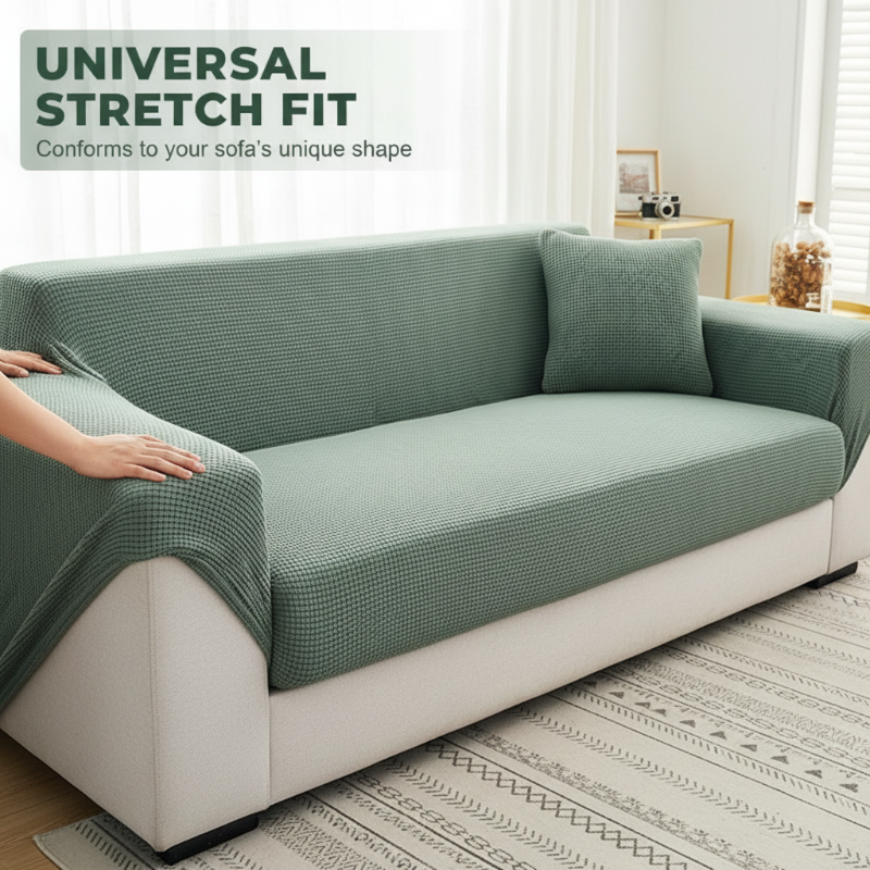 🛋️ 50% DE RÉDUCTION! 🧵 Housse de Canapé Extensible en Maille Jacquard – Anti-Dérapante, Douce & Ajustement Universel 🏠