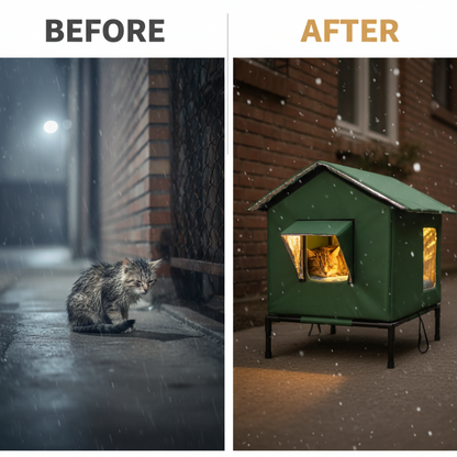 Maison pour Chat d’Extérieur ✅ Imperméable & Surélevée | Isolante et Pliable 🐱 -53% AUJOURD’HUI 🔥
