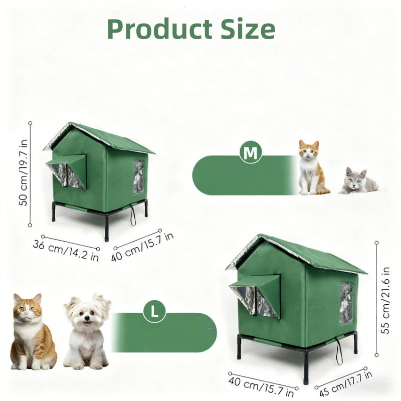 Maison pour Chat d’Extérieur ✅ Imperméable & Surélevée | Isolante et Pliable 🐱 -53% AUJOURD’HUI 🔥