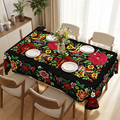 ⏳Spécial à durée limitée⏰Nappe mexicaine à fleurs avec bord festonné🏵️