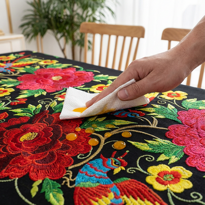 ⏳Spécial à durée limitée⏰Nappe mexicaine à fleurs avec bord festonné🏵️