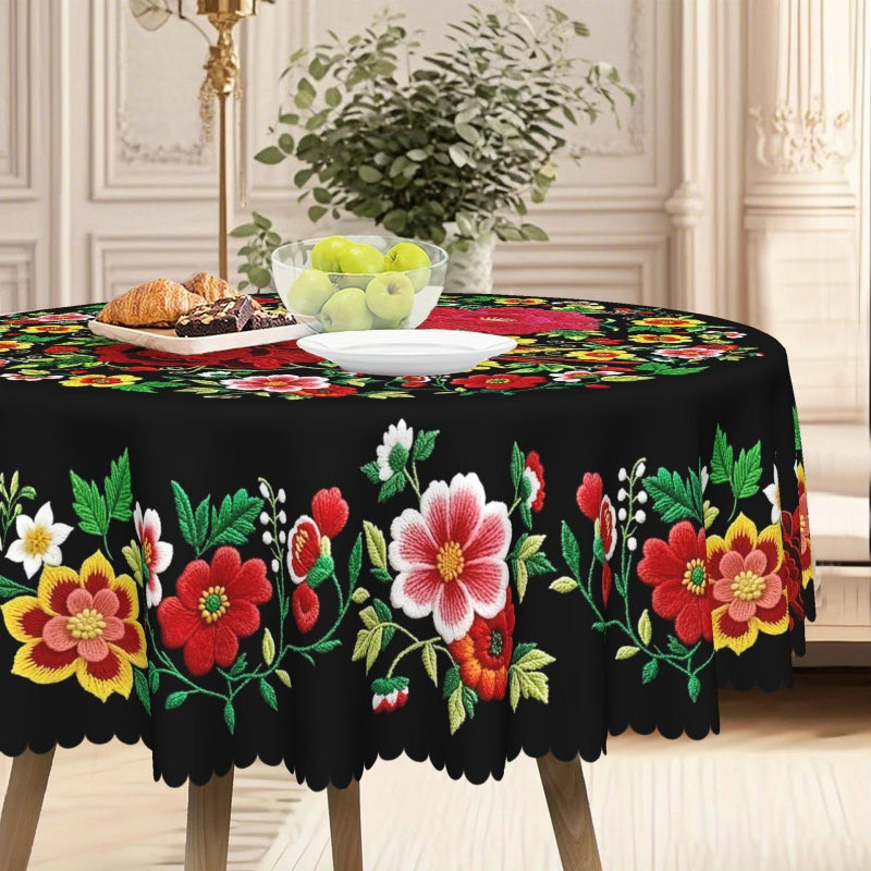 ⏳Spécial à durée limitée⏰Nappe mexicaine à fleurs avec bord festonné🏵️