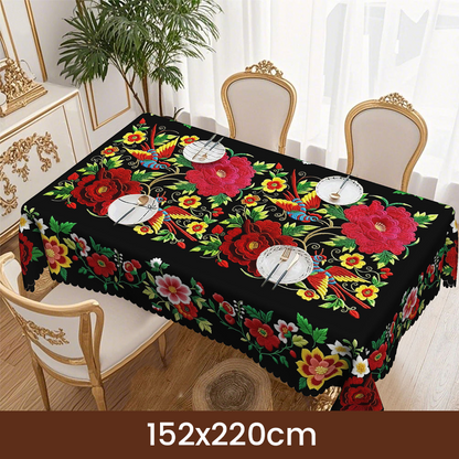 ⏳Spécial à durée limitée⏰Nappe mexicaine à fleurs avec bord festonné🏵️