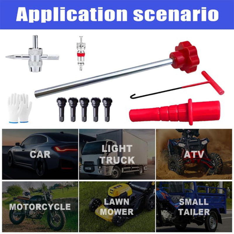 📢📢50% de réduction ! Kit d’outils pour valve de pneu de voiture à changement rapide – Polyvalent & Portable 🔧🚗